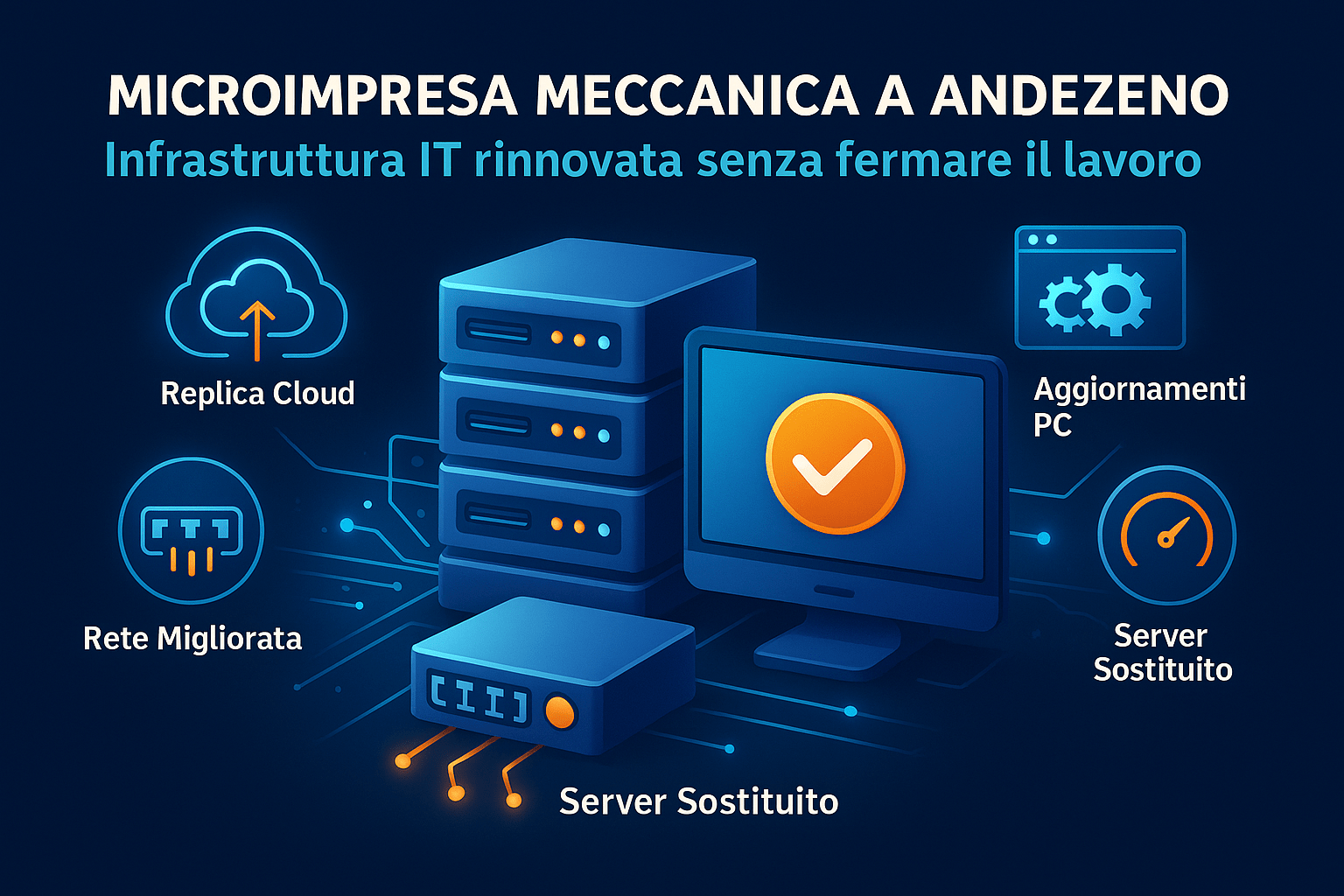 Caso reale aggiornamento infrastrutturale IT microimpresa meccanica Andezeno