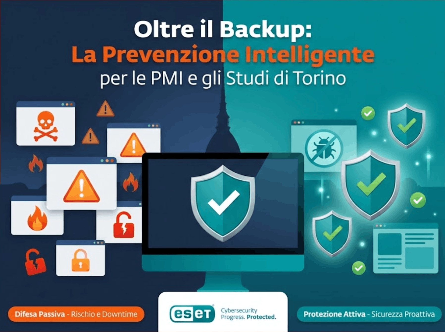 Prevenzione ransomware e malware per PMI e studi professionali di Torino con ESET Endpoint Protection e consulenza di partner IT specializzato in cybersecurity