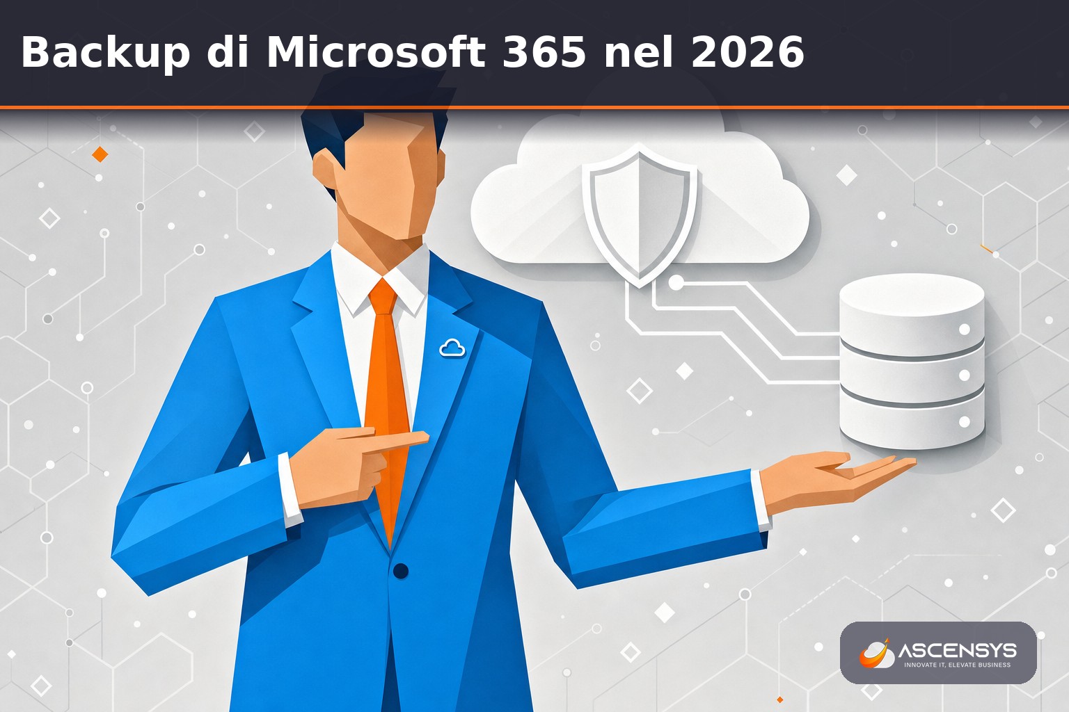 Consulente AscenSys spiega a una PMI di Torino perché Microsoft 365 non esegue il backup dei dati e serve una copia esterna indipendente di email e file