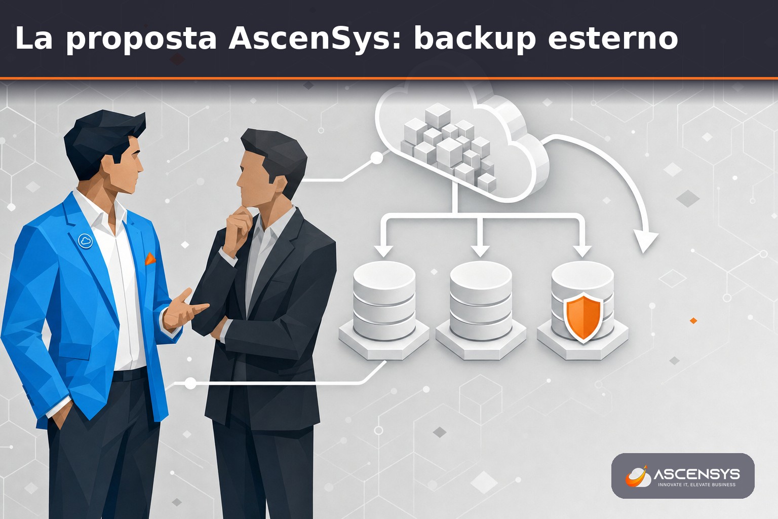 Consulente AscenSys e titolare di una PMI di Torino configurano un backup esterno di Microsoft 365 con copia indipendente dei dati secondo la regola 3-2-1