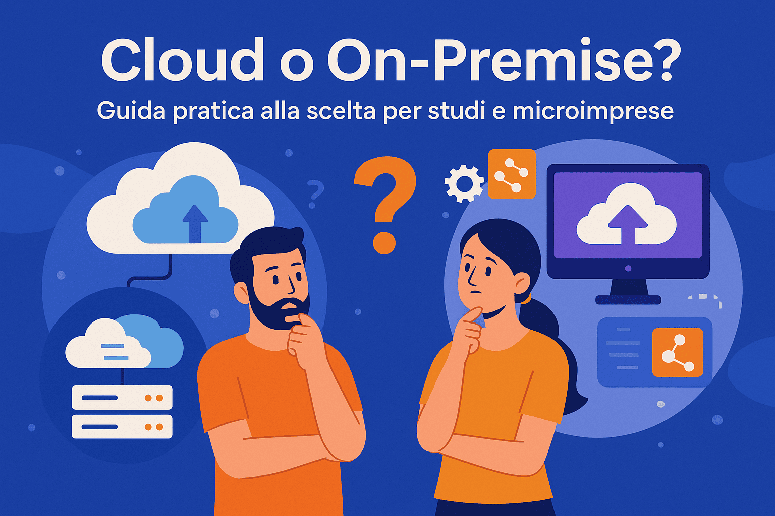 Infografica sulla scelta tra cloud e on-premise per studi professionali