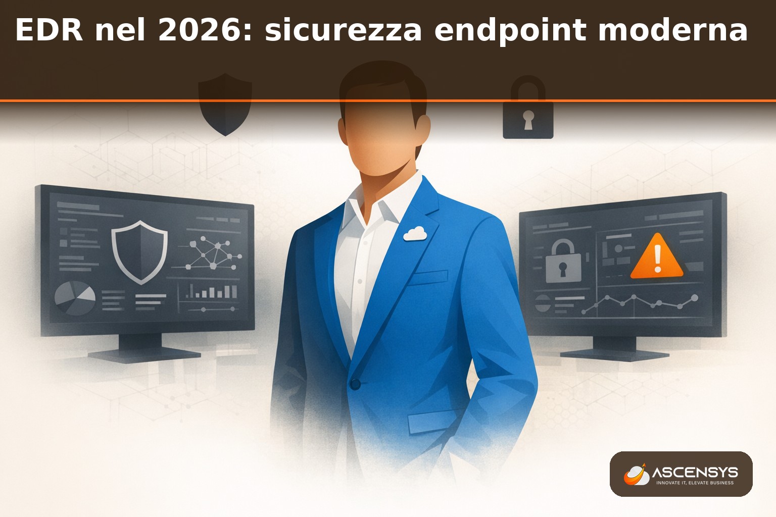 Tecnico AscenSys monitora dashboard EDR ESET con avvisi in tempo reale sugli endpoint di una PMI torinese protetta da sicurezza endpoint avanzata nel 2026