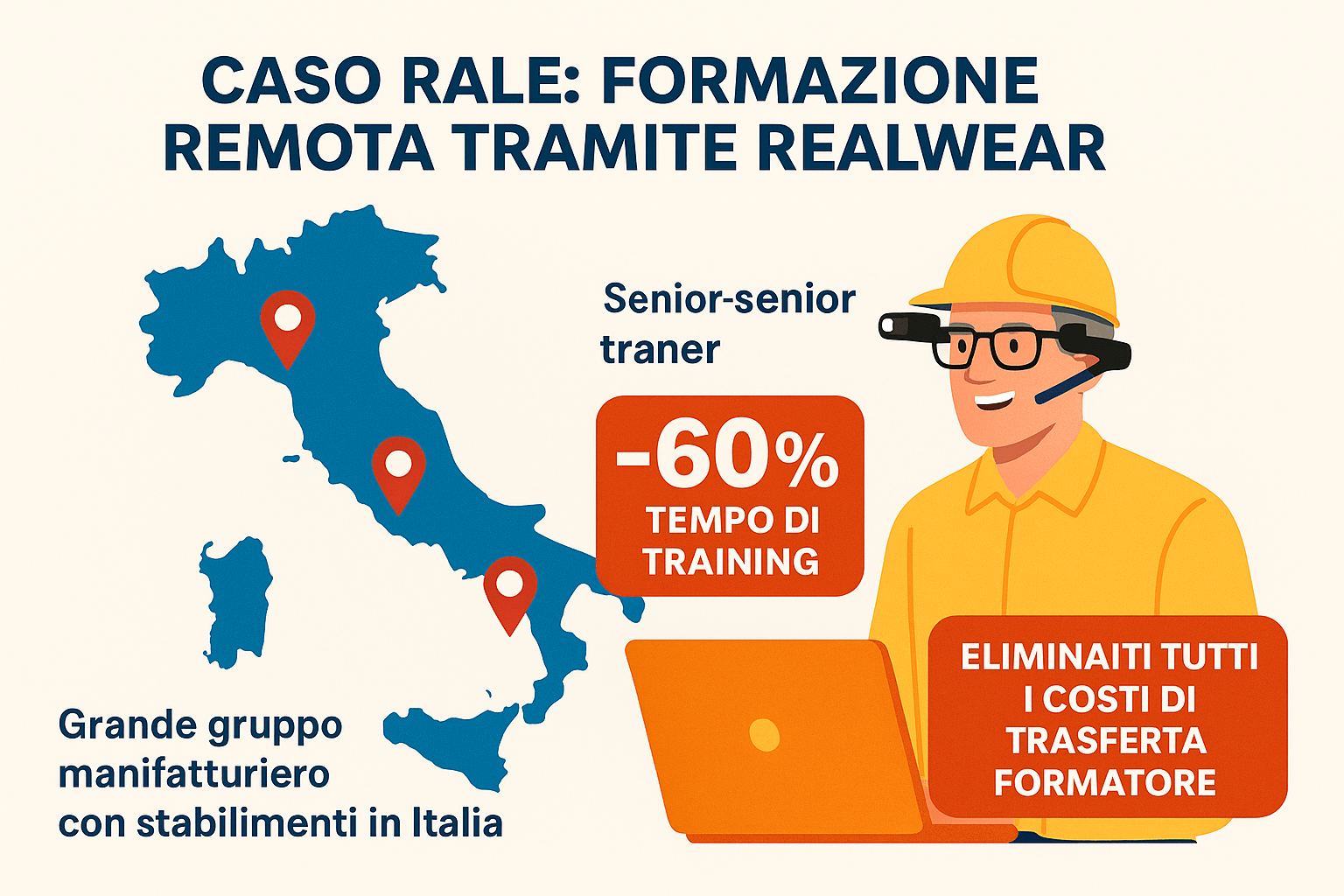 Caso reale formazione RealWear: azienda metalmeccanica Rivalta riduce onboarding tecnici da 5 a 2 mesi