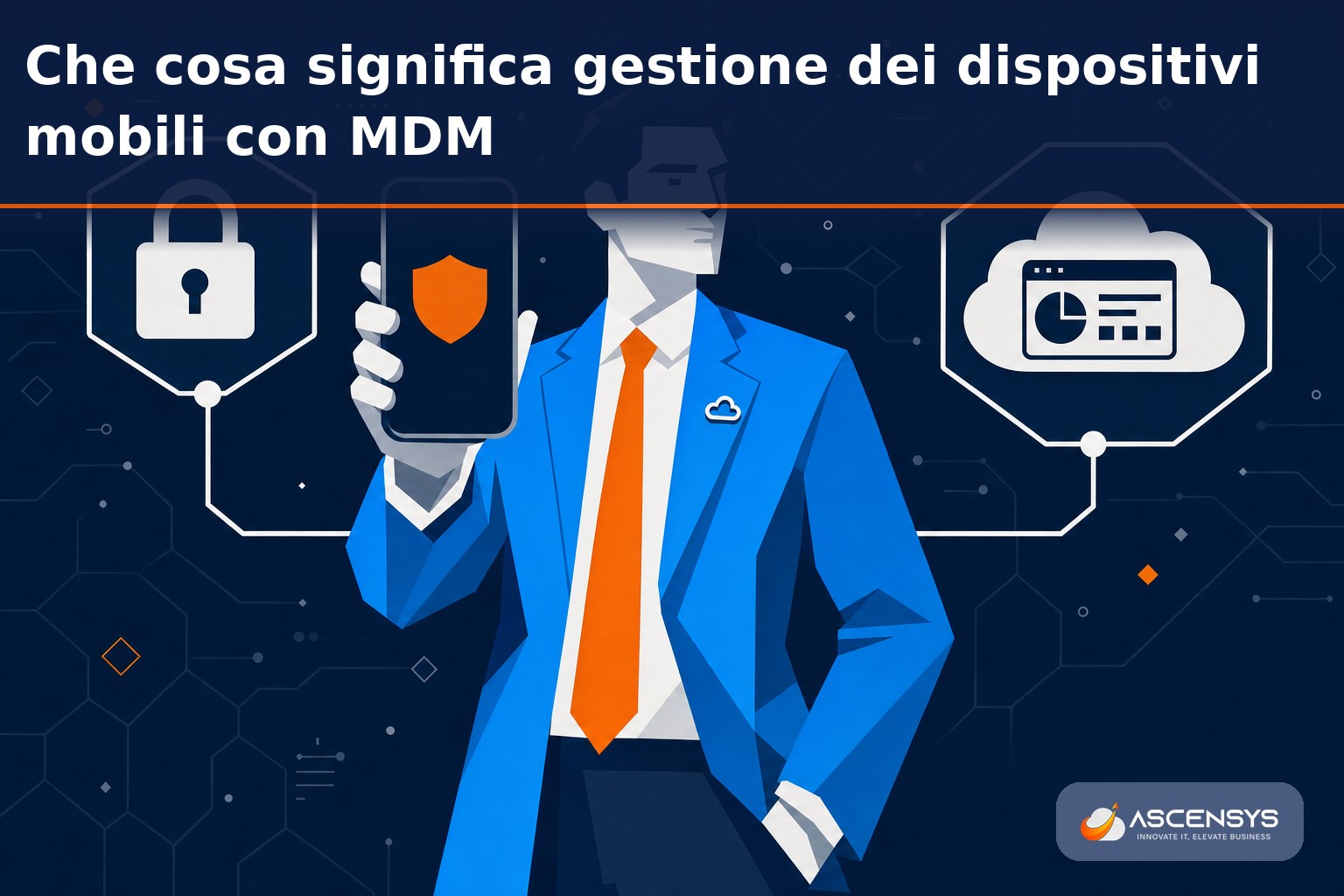 Consulente AscenSys mostra a un imprenditore di Torino come gestire smartphone e tablet aziendali da una console MDM centralizzata
