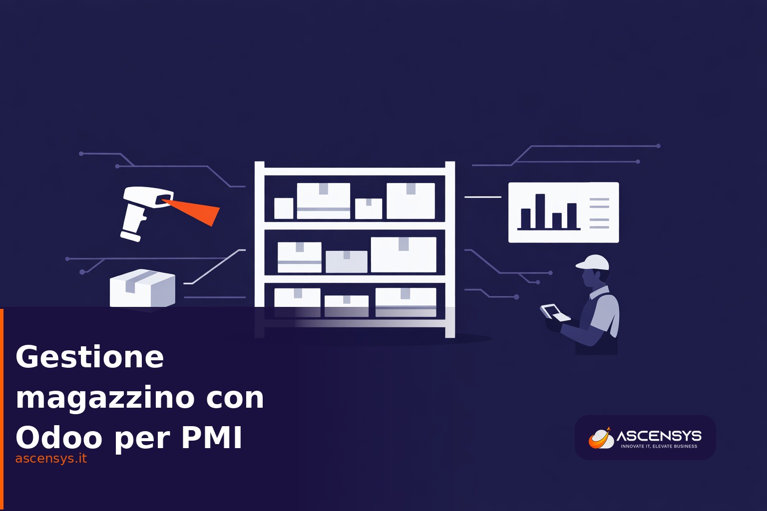 Gestione magazzino con Odoo per PMI italiane: dashboard di inventario in tempo reale, codici a barre, picking guidato e tracciabilità completa al posto dei fogli Excel
