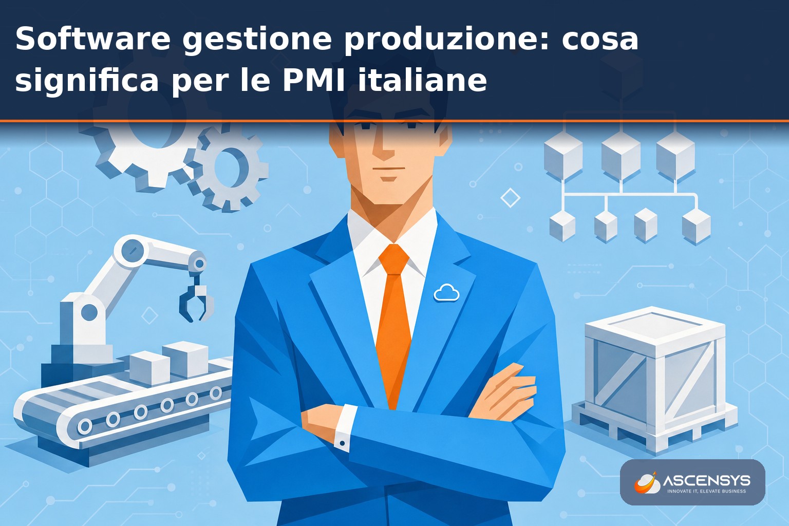 Consulente AscenSys analizza il piano di produzione di una PMI manifatturiera italiana su una dashboard Odoo