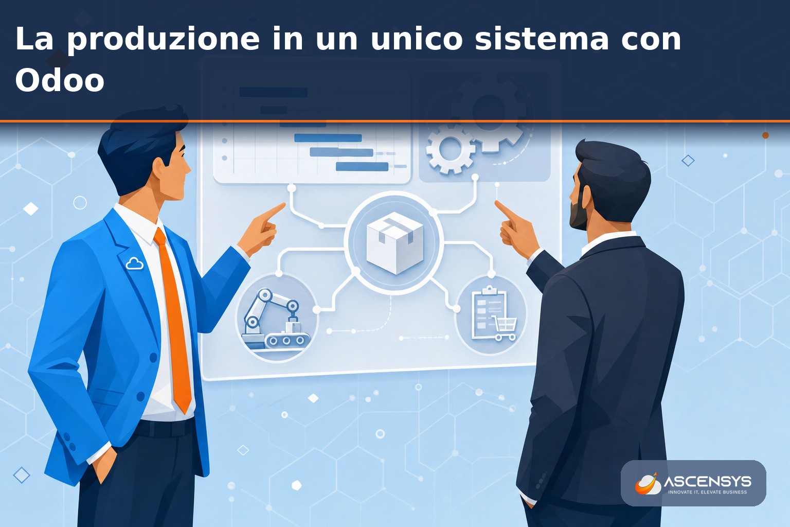 Consulente AscenSys e responsabile di produzione configurano insieme il modulo Manufacturing di Odoo in una PMI italiana