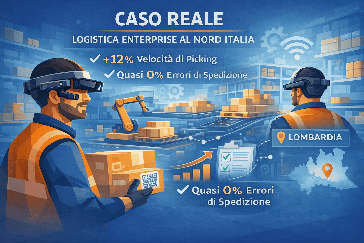 Caso reale logistica RealWear: azienda di distribuzione a Orbassano riduce errori picking del 93% con visori hands-free