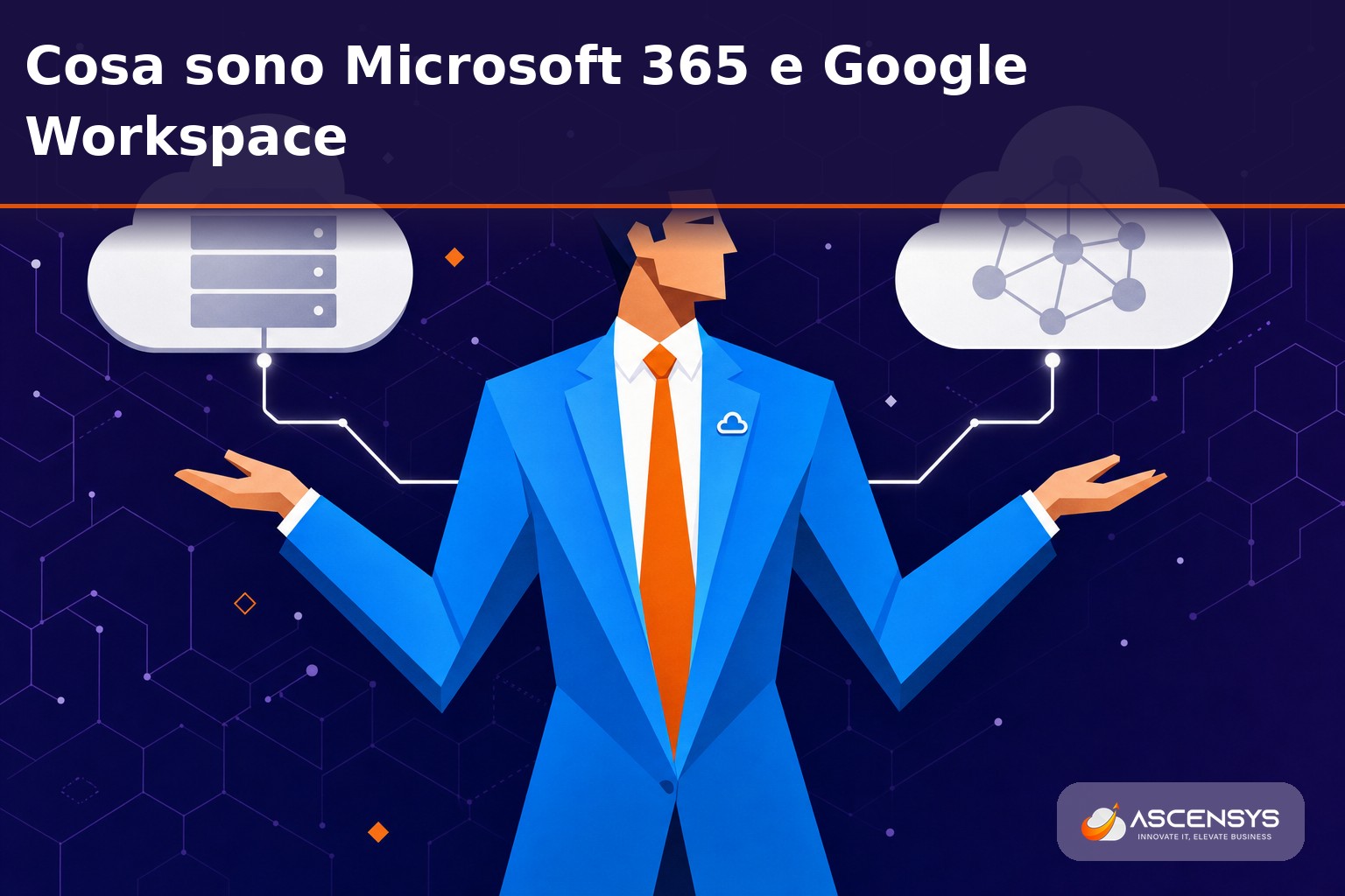 Consulente AscenSys illustra a una PMI di Torino il confronto tra le suite cloud Microsoft 365 e Google Workspace