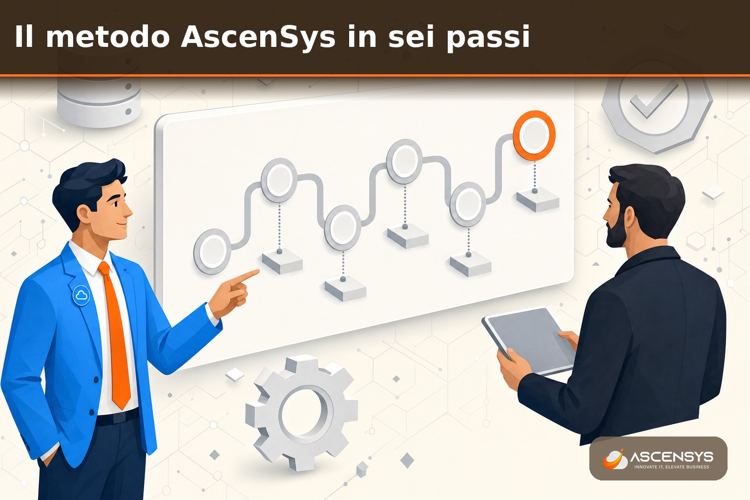 Tecnico AscenSys e responsabile aziendale verificano su una copia del database le fasi della migrazione a Odoo 20