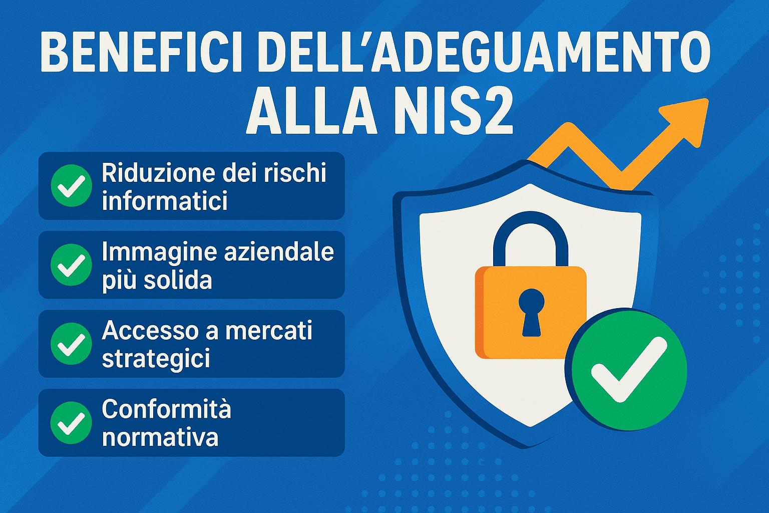 Infografica sui benefici dell'adeguamento alla direttiva NIS2 per le PMI italiane