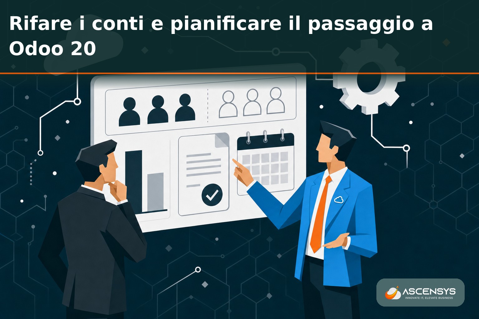 Consulente AscenSys e responsabile di una PMI italiana analizzano utenti, contratto e costi delle licenze per pianificare il passaggio a Odoo 20