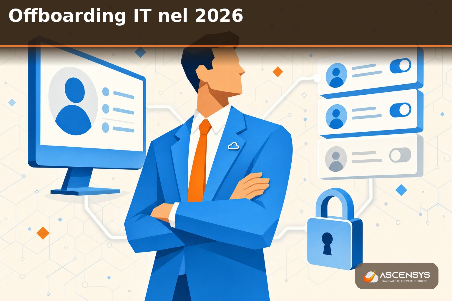 Tecnico AscenSys gestisce la procedura di offboarding IT in una PMI di Torino: disattivazione degli account, revoca degli accessi e recupero del portatile aziendale