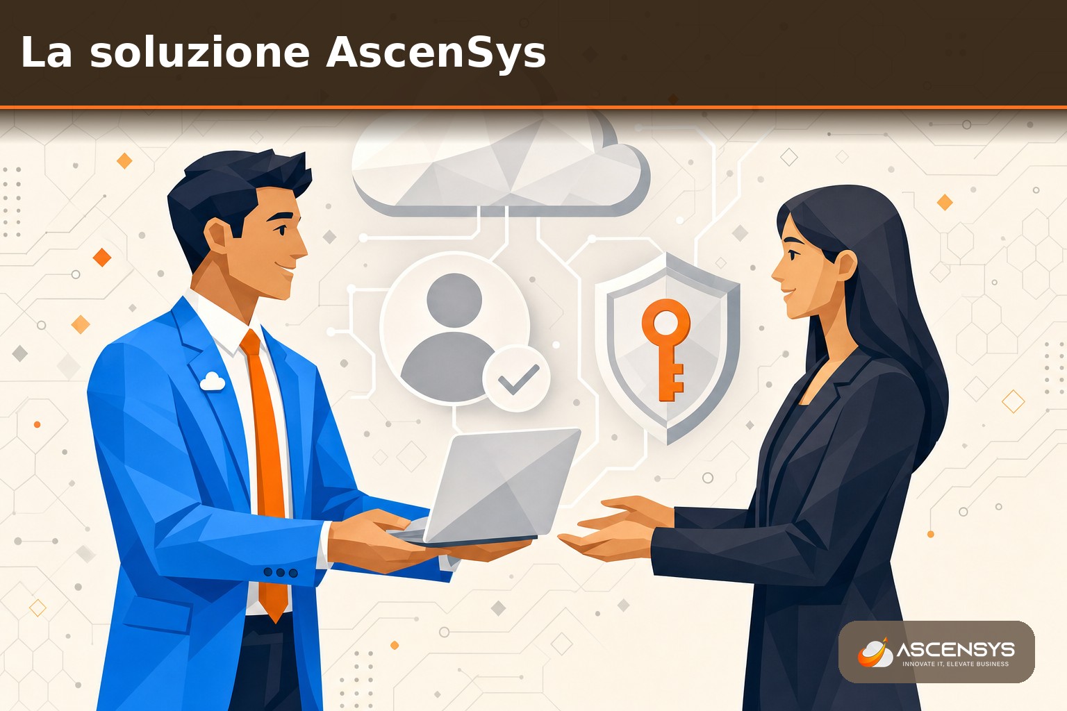 Team AscenSys consegna a un nuovo dipendente di una PMI di Torino un laptop già configurato con account cloud, MFA e accessi assegnati secondo il ruolo