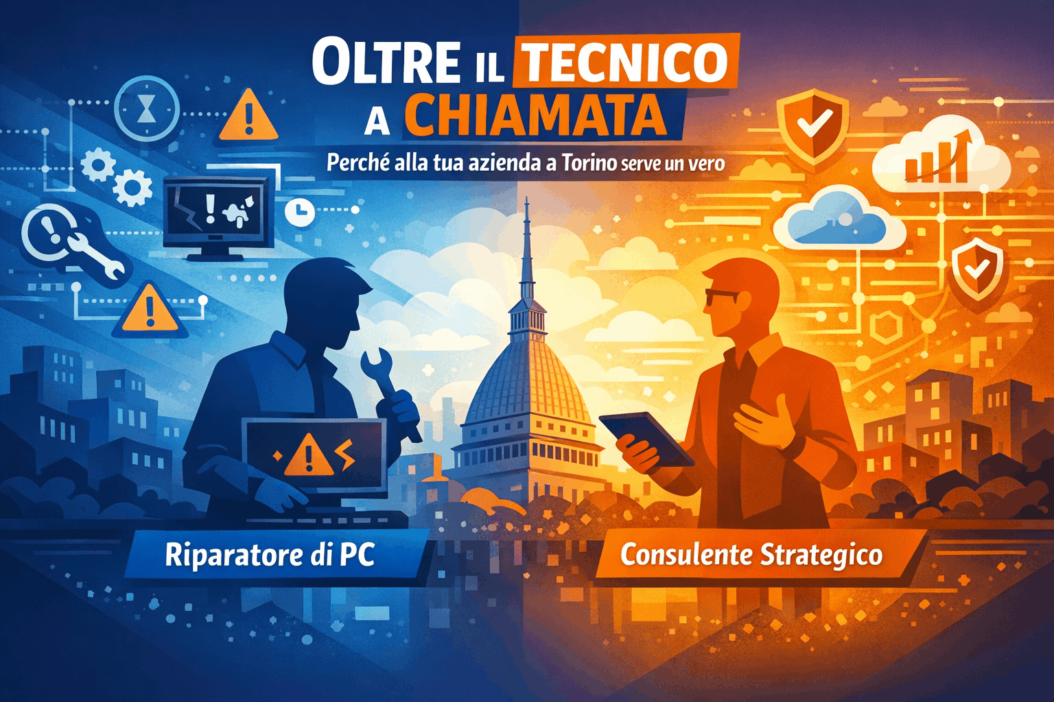 Partner IT esterno a Torino per PMI e studi professionali, gestione IT proattiva, cybersecurity e continuità operativa oltre il tecnico a chiamata