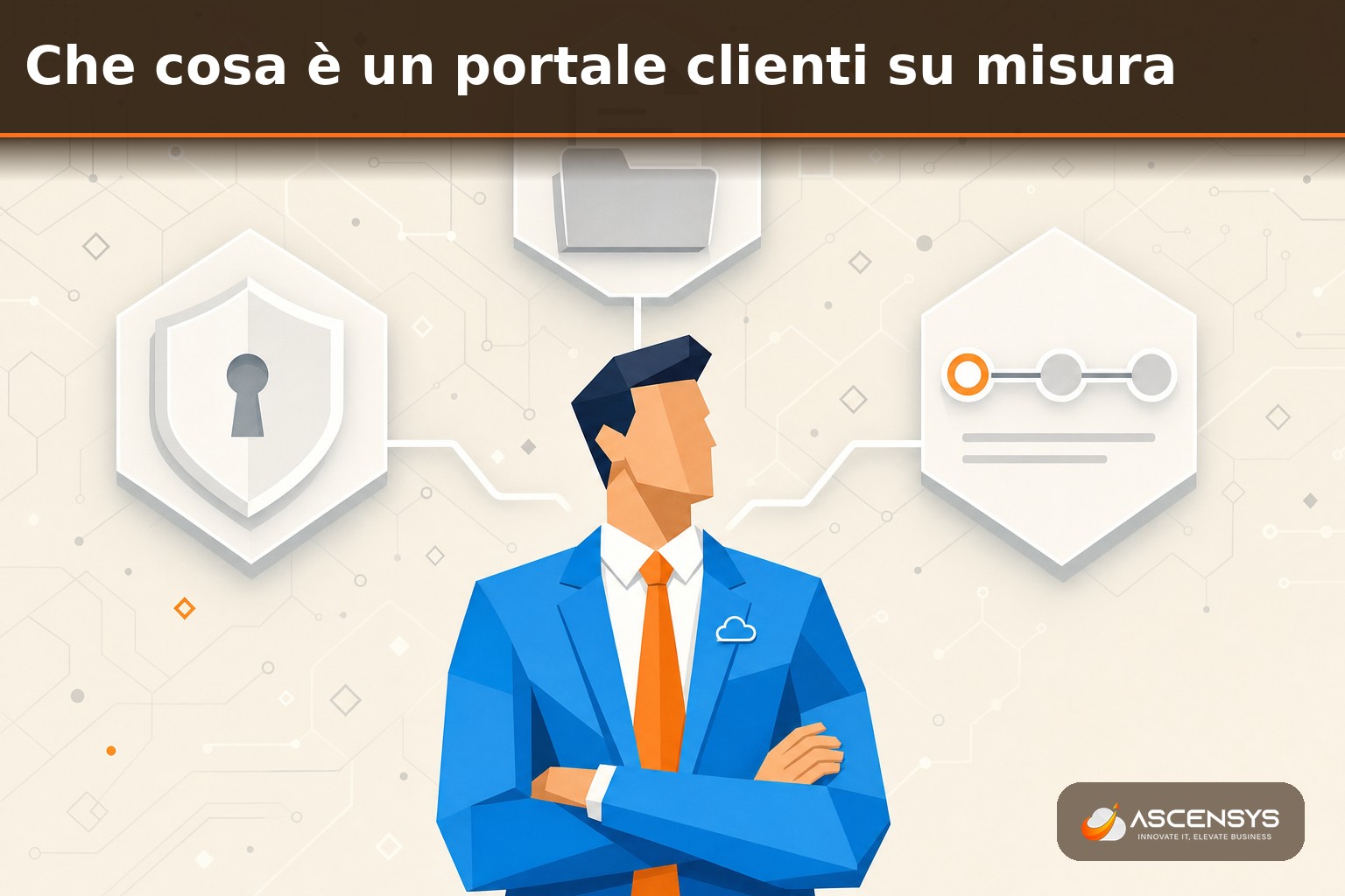 Consulente AscenSys presenta a un imprenditore di Torino un portale clienti su misura con area riservata, documenti, fatture e stato degli ordini