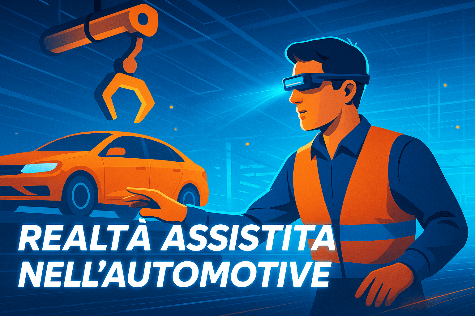 Operaio automotive con visore RealWear Navigator 520 su linea automatizzata