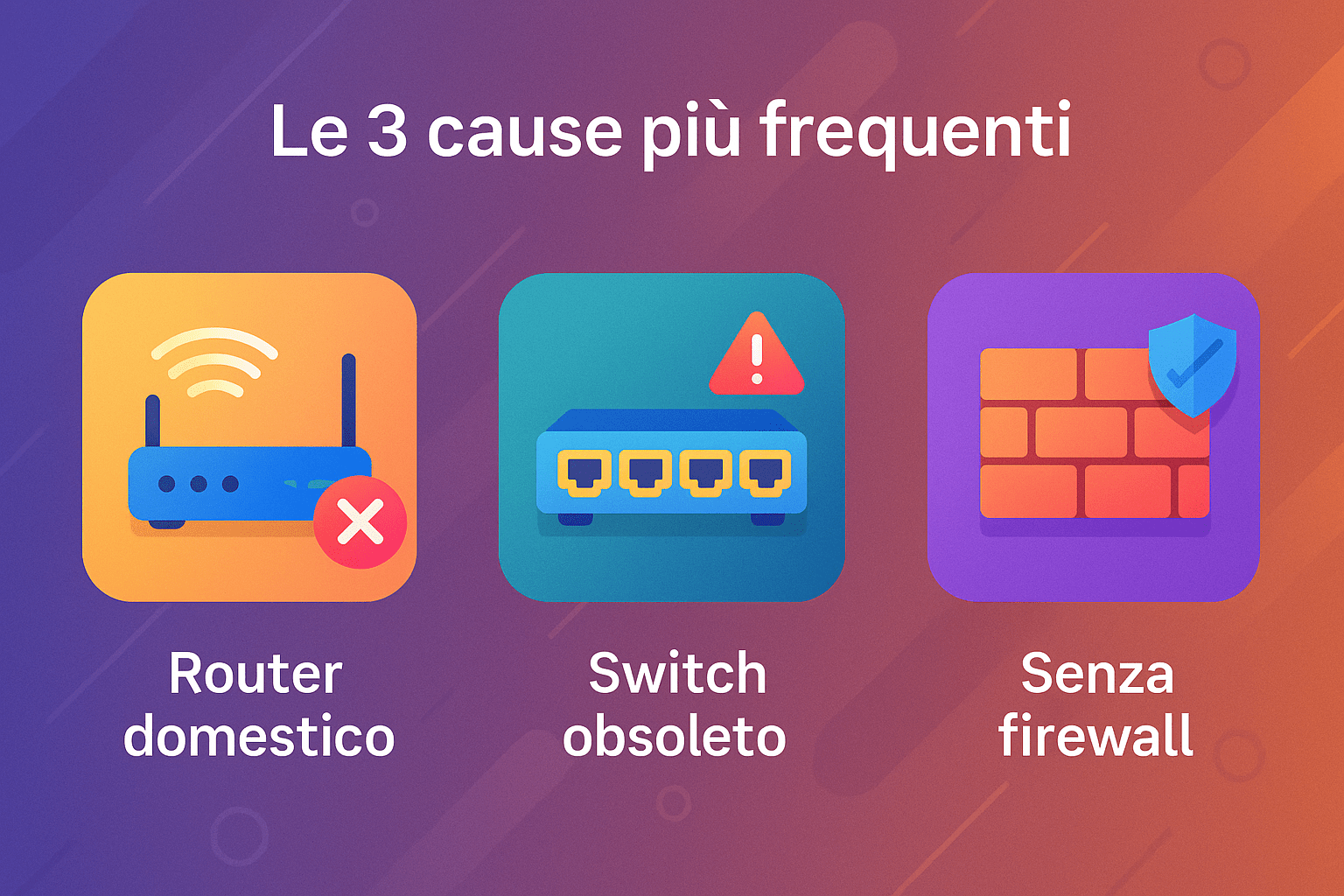 Le 3 cause di rete lenta nelle microimprese: router domestico, switch obsoleto e mancanza di firewall