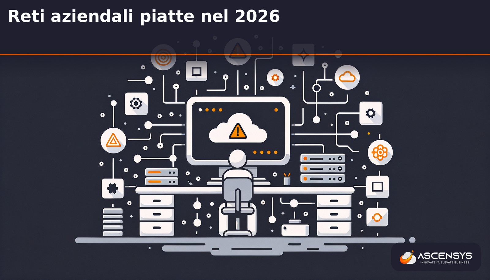 Architettura di rete aziendale segmentata con VLAN in una PMI di Torino: diagramma logico di reti separate per uffici, ospiti, server e dispositivi IoT industriali