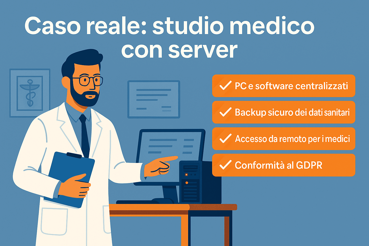 Studio medico digitalizzato con server e backup automatici