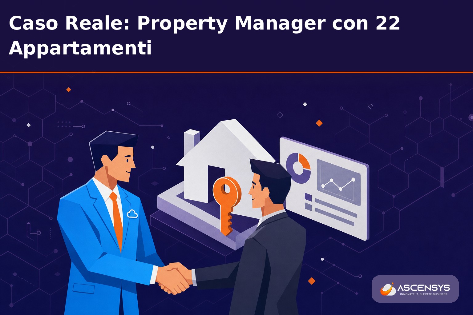 Property manager italiano con 22 appartamenti che con AscenSys ha automatizzato check-in, schedine Alloggiati Web, ISTAT e gestione pulizie tramite una piattaforma su misura