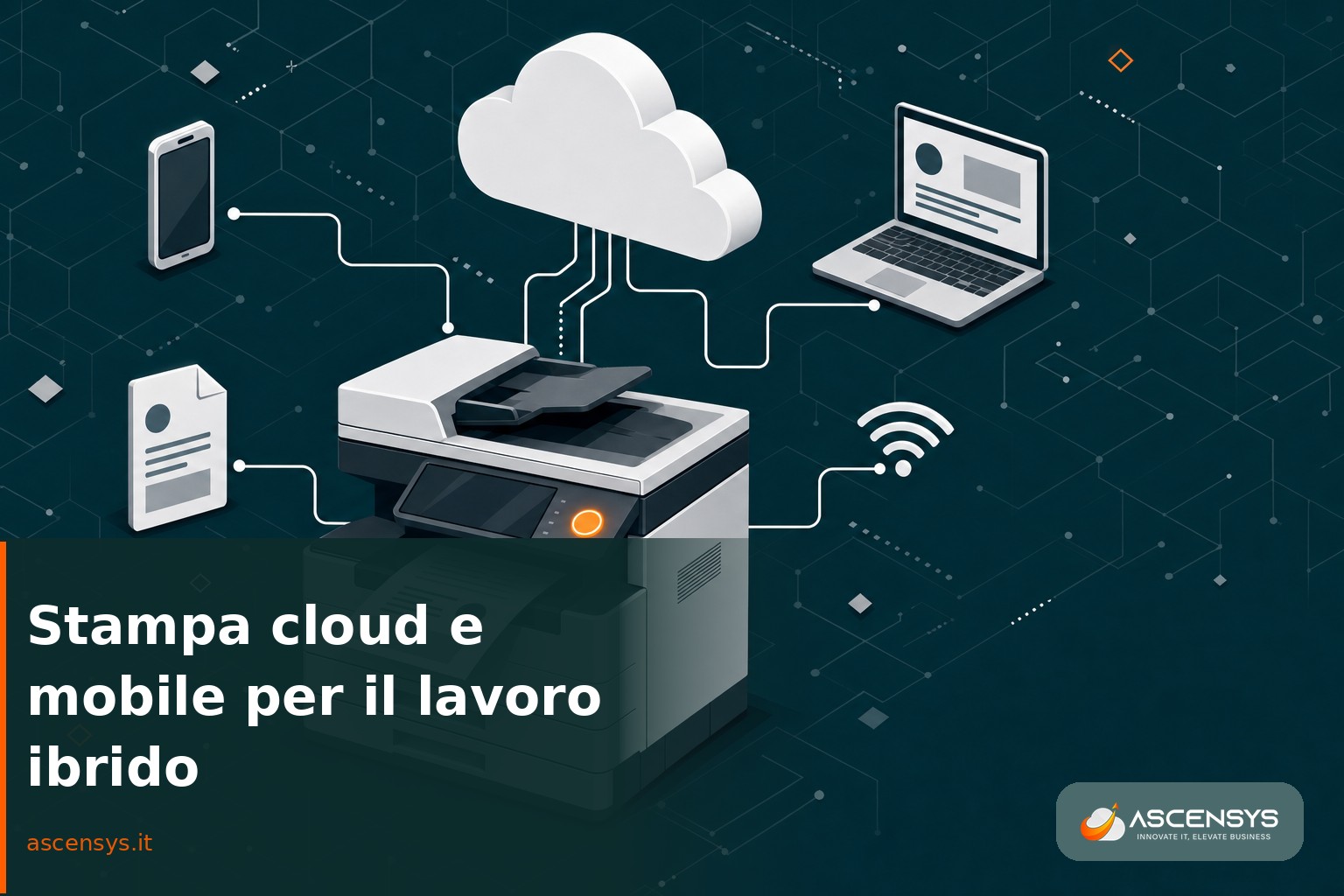 Multifunzione connessa al cloud con smartphone e laptop satellite: la stampa cloud e mobile per una PMI di Torino nel lavoro ibrido nel 2026