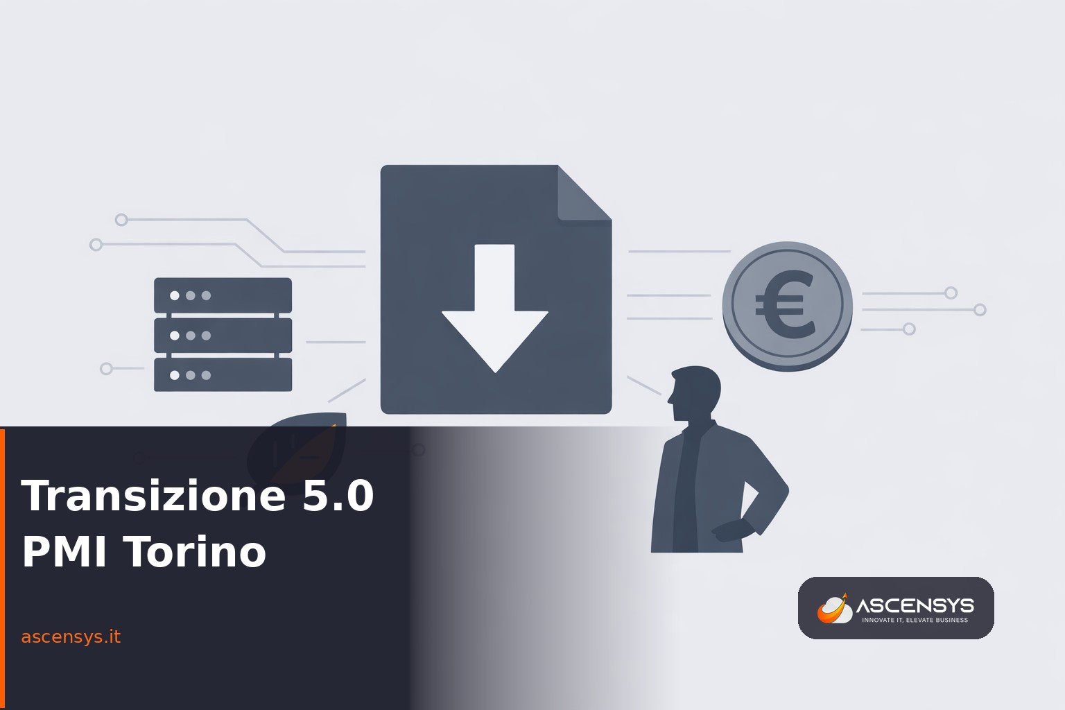 Imprenditore di una PMI manifatturiera della provincia di Torino analizza i dati di consumo energetico per accedere al credito imposta Transizione 5.0 sul rinnovo IT 2026