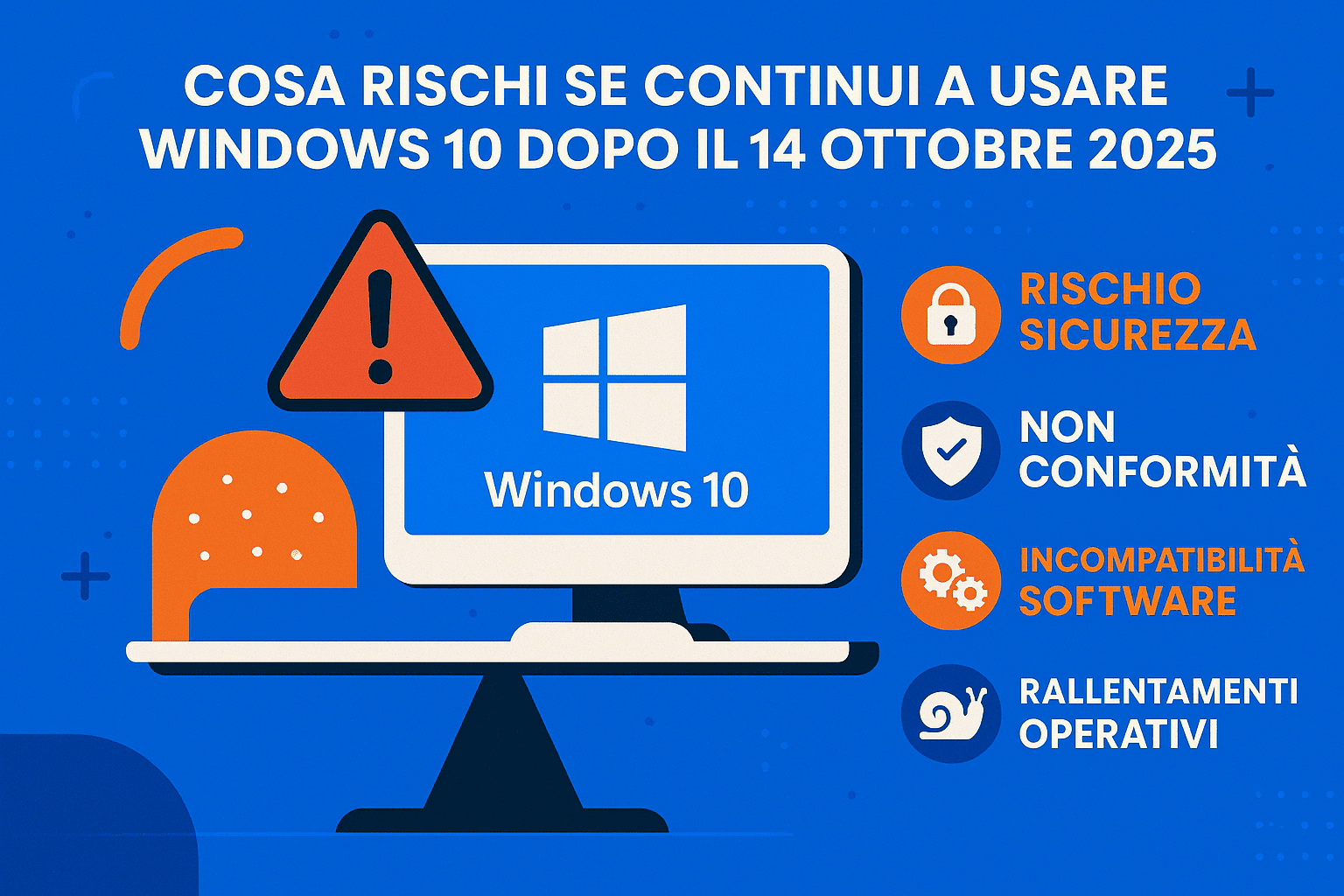 Infografica sui rischi di Windows 10 obsoleto e la soluzione dell'aggiornamento