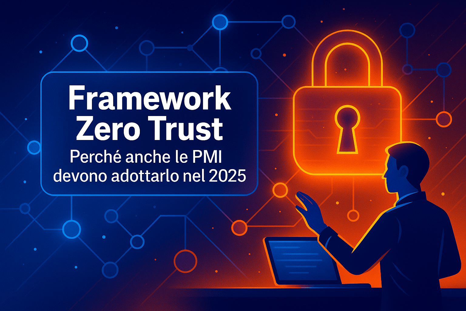 Framework Zero Trust con lucchetto digitale e rete connessa per PMI