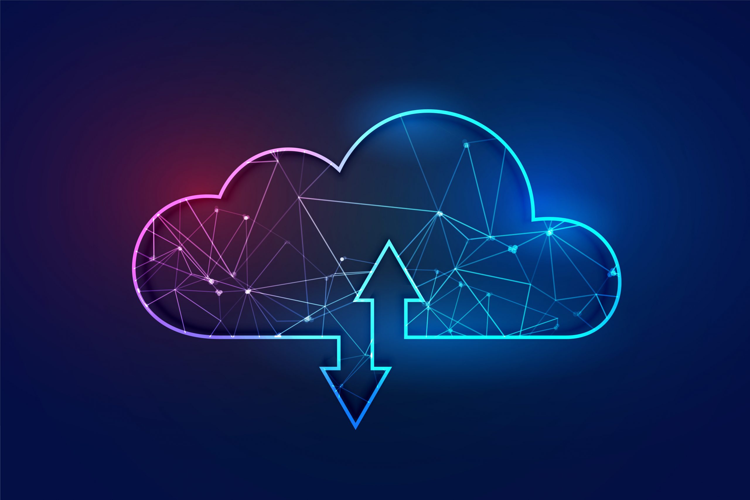 Visualizzazione concettuale di infrastruttura cloud ibrido: interconnessione tra cloud pubblico e privato in ambito aziendale.